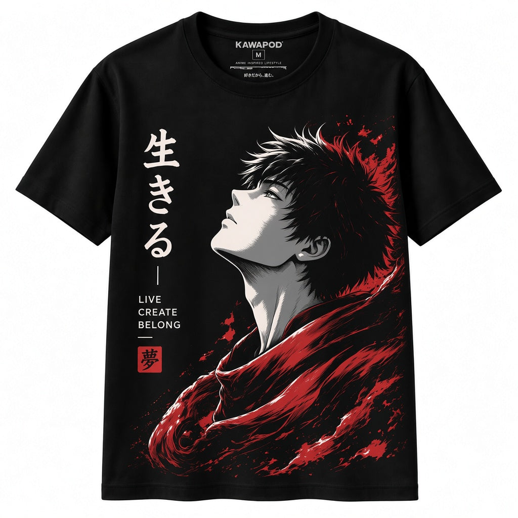 Classic Unisex T-Shirt Anime Character Red Accent Graphic