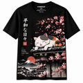 Classic Unisex T-Shirt Sleeping Cat Mt Fuji Graphic