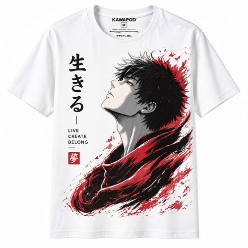 Classic Unisex T-Shirt Anime Character Red Accent Graphic